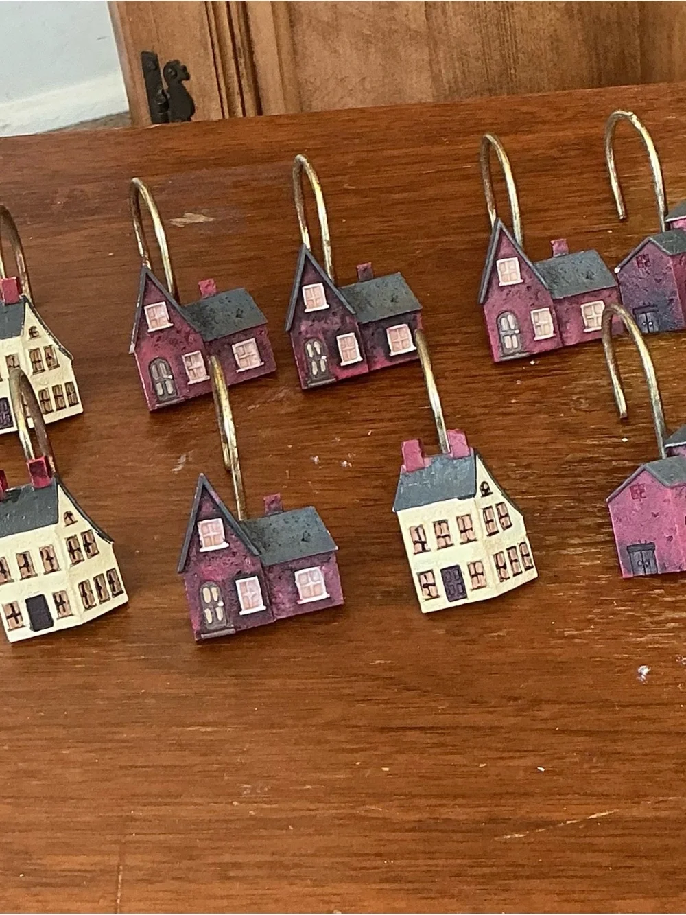 Avanti Simplify 12-Pc Shower Hooks Tonya Crawford Art Christmas Villages Barn